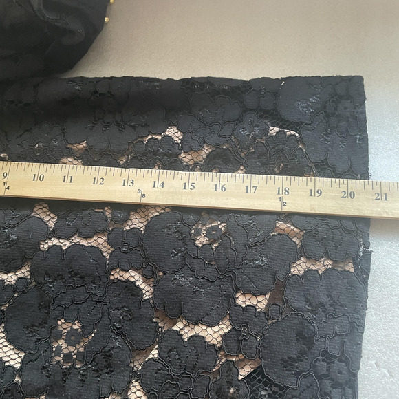 WAYF Lace Blouse Womens Small Black Floral Sheer Attached Tan Cami Mock Neck Top - Picture 7 of 9